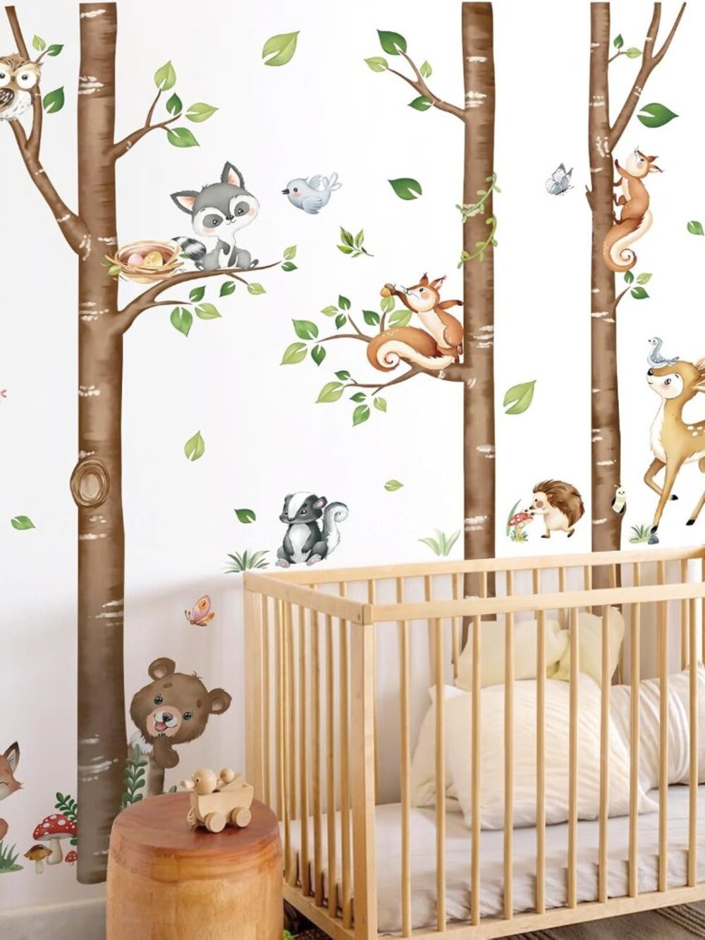 Birch Tree Forest Animals Bear Rabbit Wall Decals Stickers XL